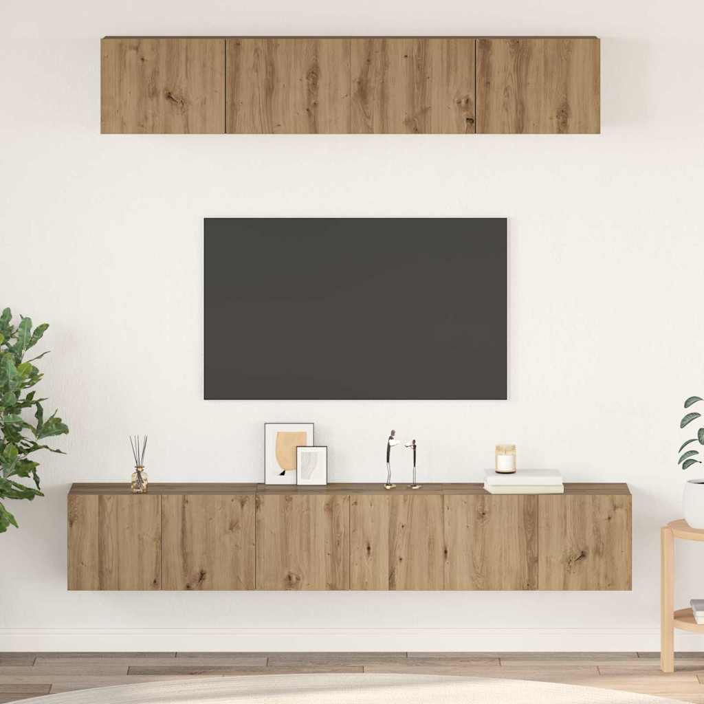 Set TV komoda Zidne 5 pcs Umjetnički hrast Konstruirano drvo