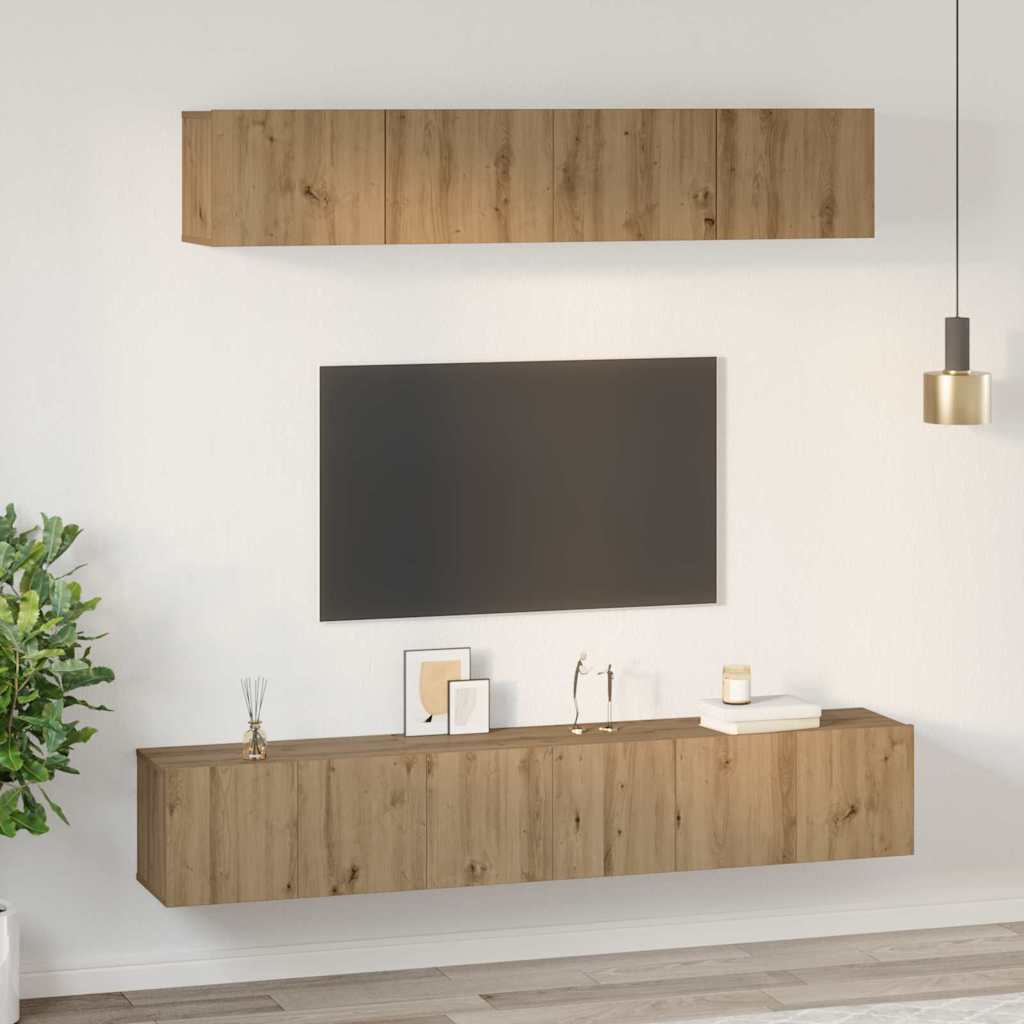 Set TV komoda Zidne 5 pcs Umjetnički hrast Konstruirano drvo