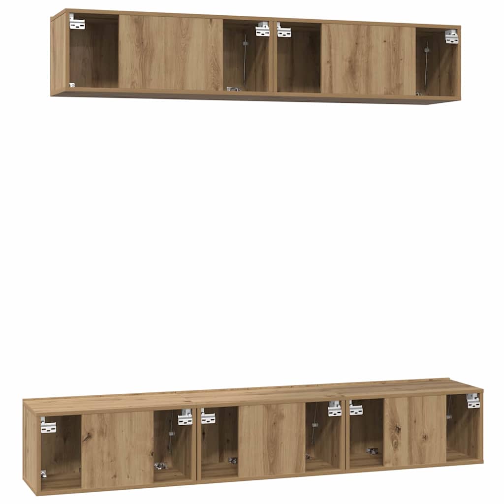 Set TV komoda Zidne 5 pcs Umjetnički hrast Konstruirano drvo