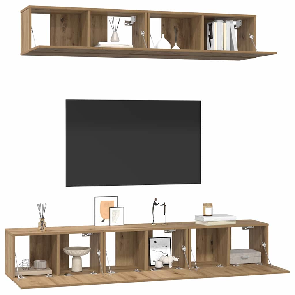 Set TV komoda Zidne 5 pcs Umjetnički hrast Konstruirano drvo