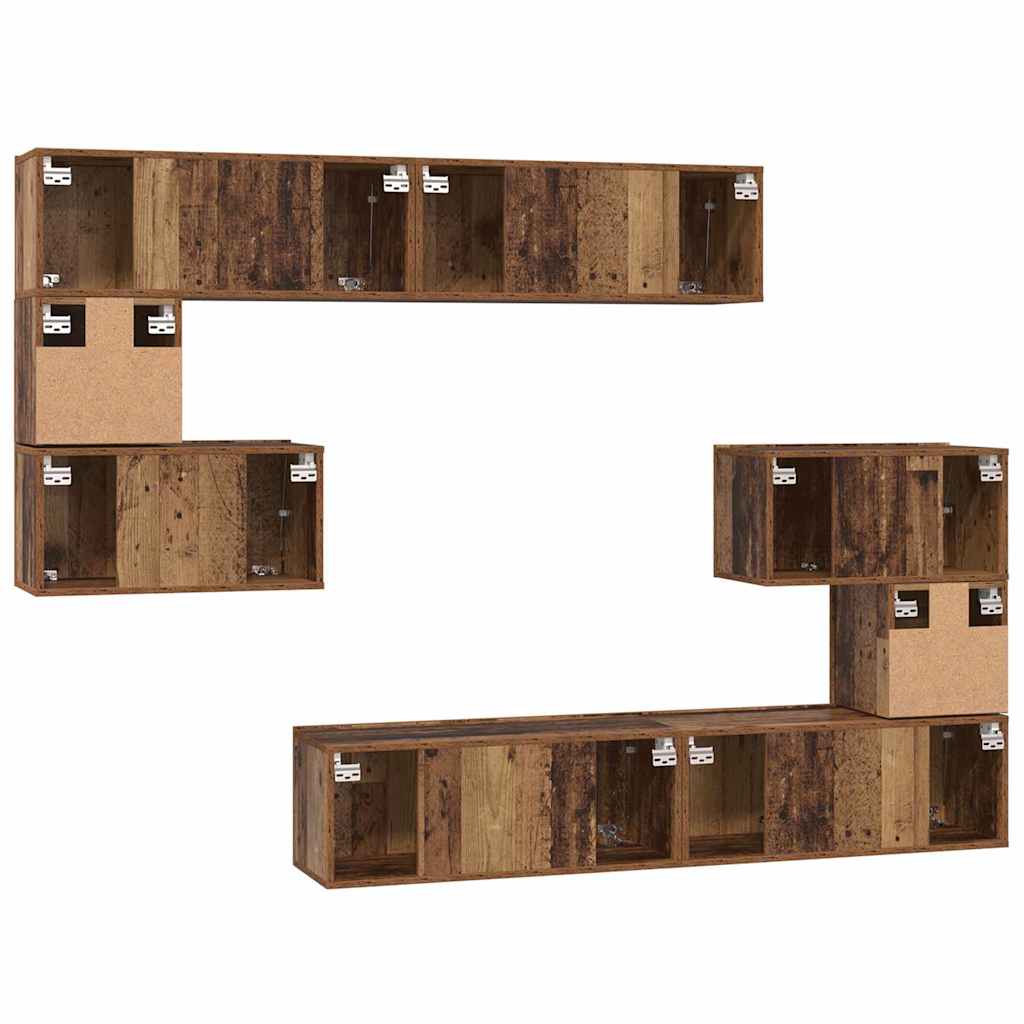 Set TV komoda Zidne 8 pcs Staro drvo Konstruirano drvo
