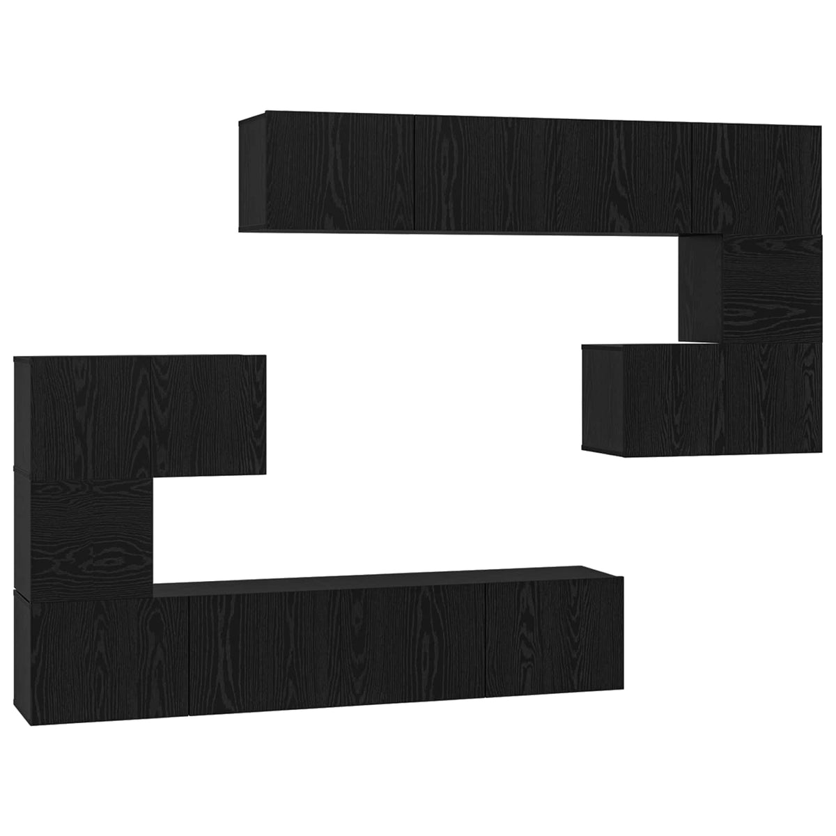 Set TV komoda Zidne 8 pcs Crni hrast Konstruirano drvo