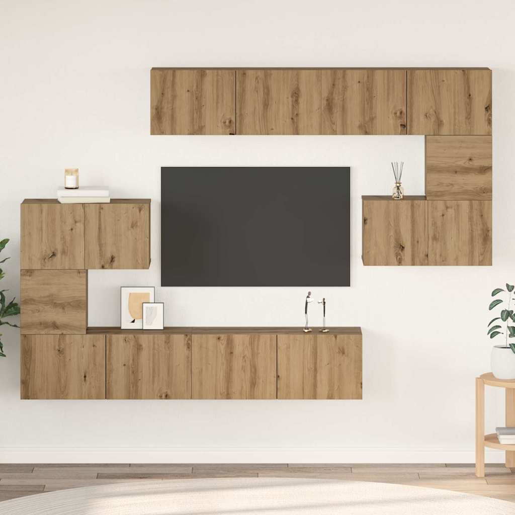Set TV komoda Zidne 8 pcs Umjetnički hrast Konstruirano drvo