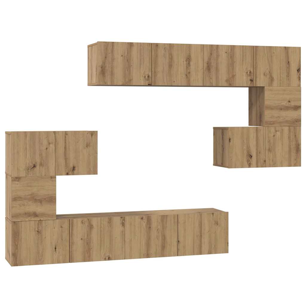 Set TV komoda Zidne 8 pcs Umjetnički hrast Konstruirano drvo