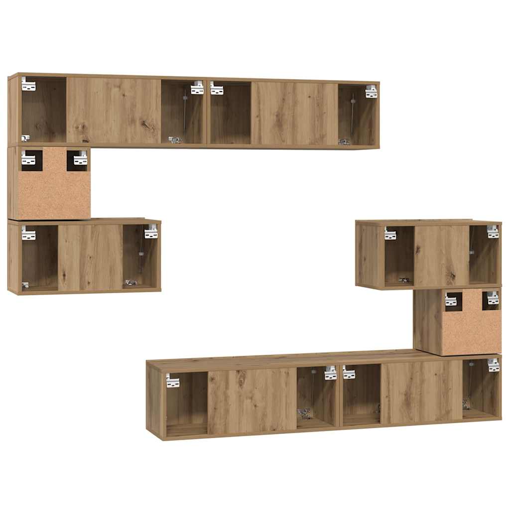 Set TV komoda Zidne 8 pcs Umjetnički hrast Konstruirano drvo