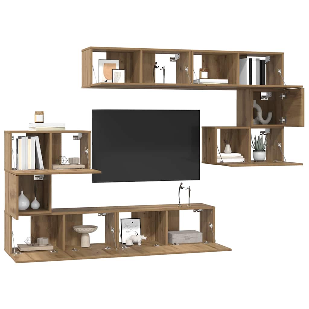 Set TV komoda Zidne 8 pcs Umjetnički hrast Konstruirano drvo