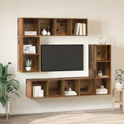 Set TV komoda Zidne 4 pcs Staro drvo Konstruirano drvo