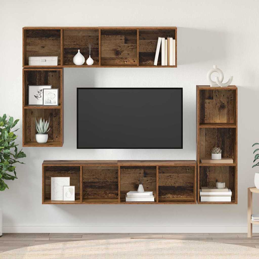 Set TV komoda Zidne 4 pcs Staro drvo Konstruirano drvo