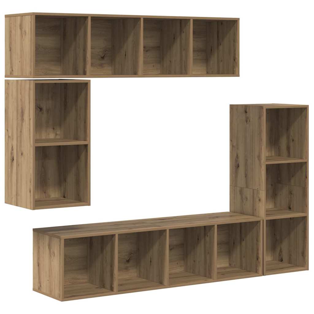 Set TV komoda Zidne 4 pcs Umjetnički hrast Konstruirano drvo