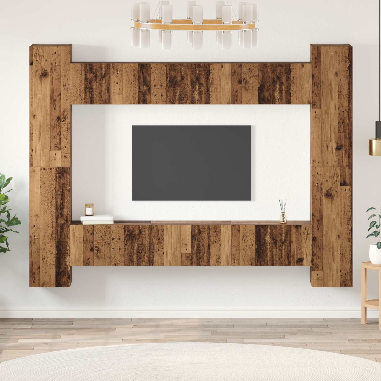Set TV komoda Zidne 10 pcs Staro drvo 30,5 x 30 x 90 cm