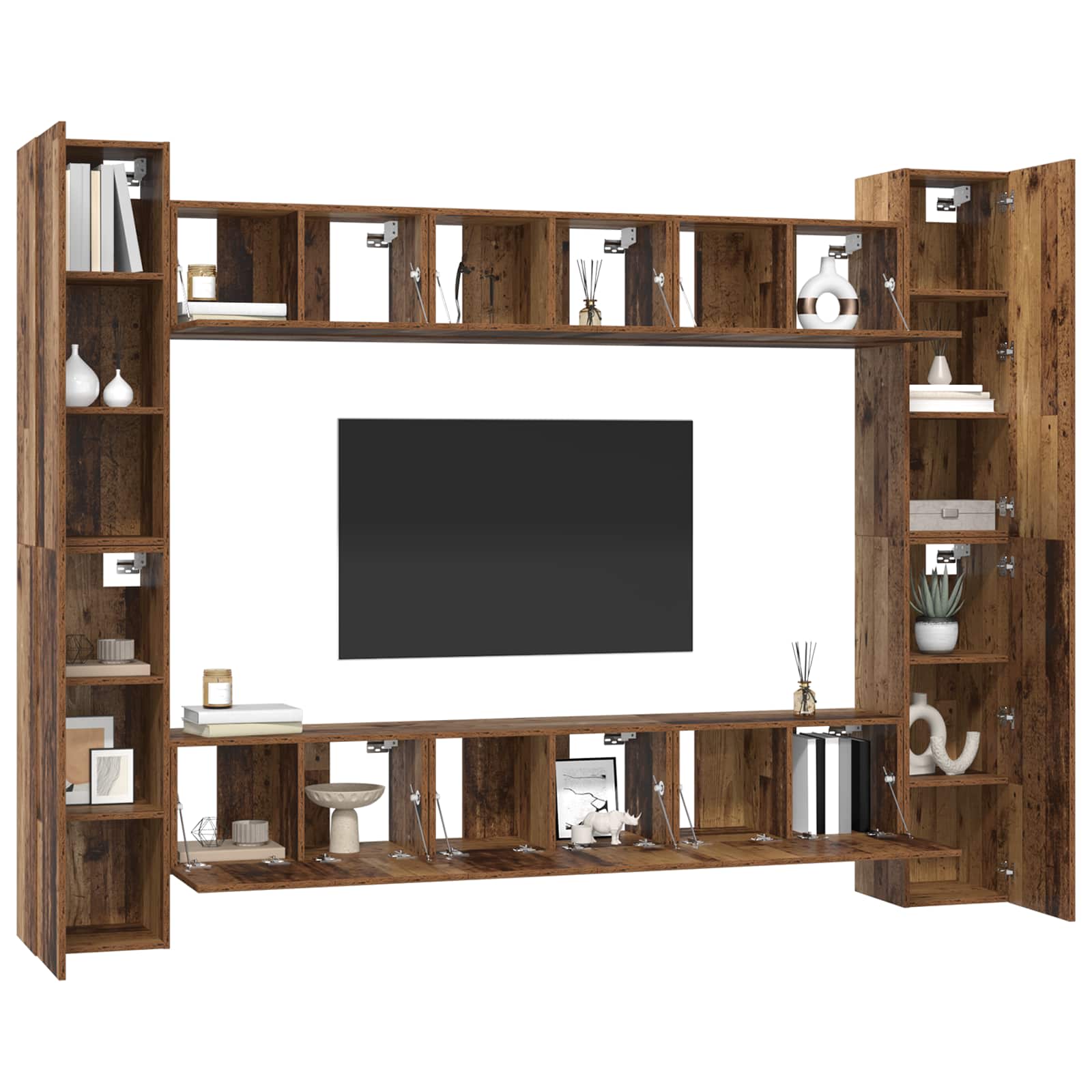 Set TV komoda Zidne 10 pcs Staro drvo 30,5 x 30 x 90 cm