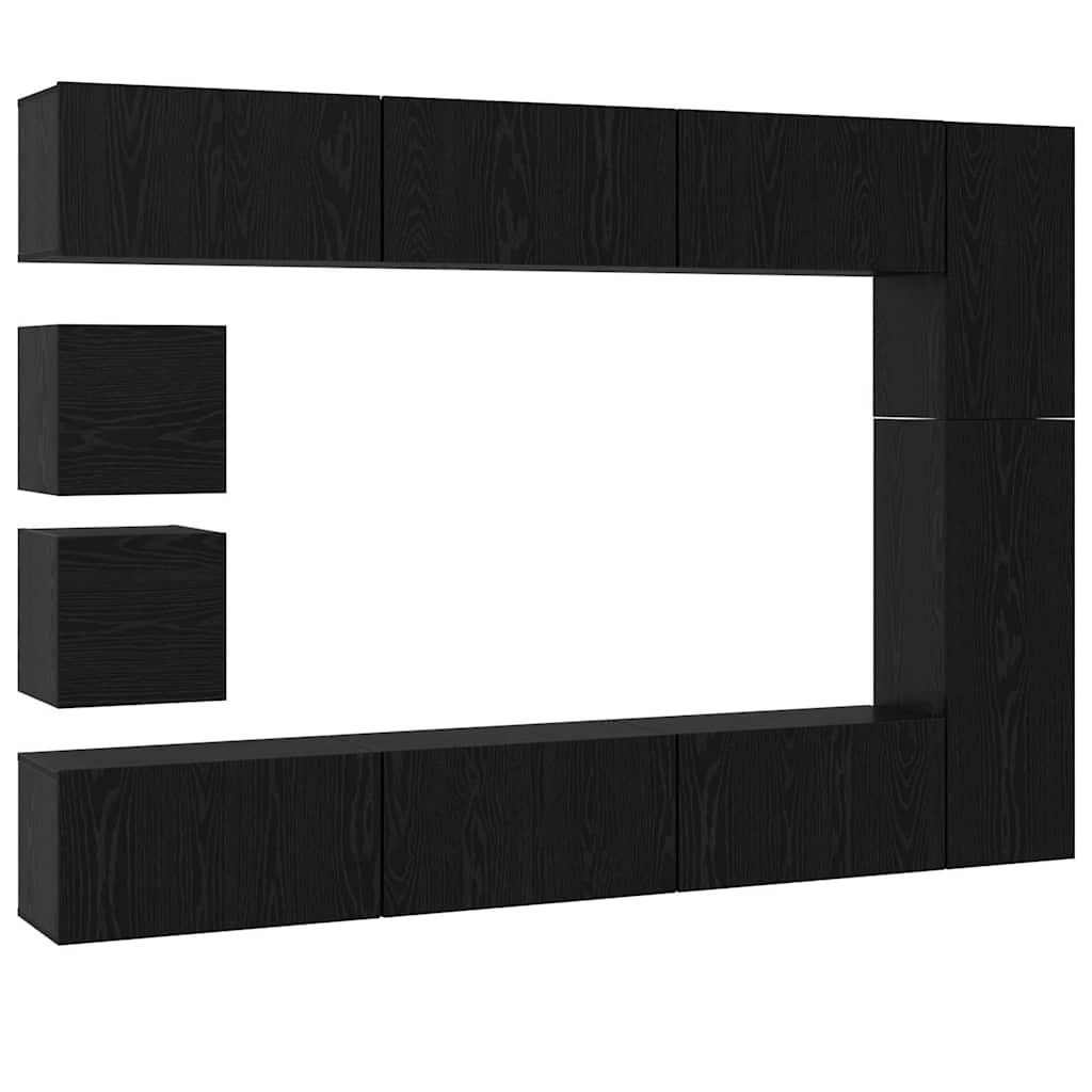 Set TV komoda Zidne 10 pcs Crni hrast Konstruirano drvo