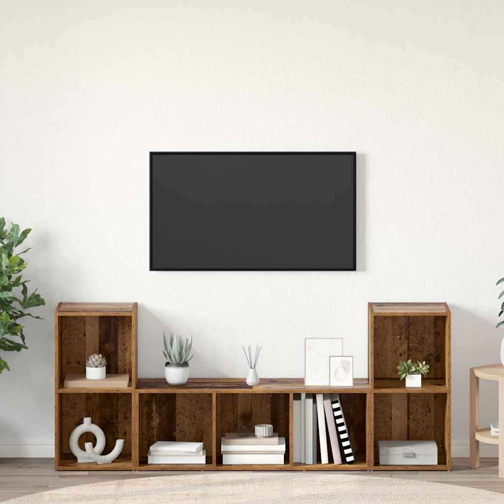 Set TV komoda Zidne 3 pcs Smeđa Konstruirano drvo
