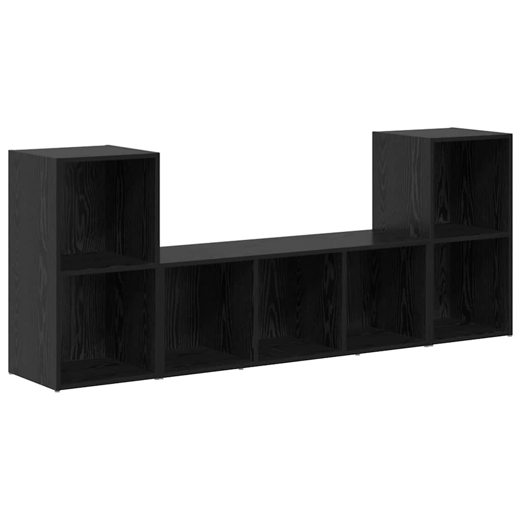 Set TV komoda Zidne 3 pcs Crna Konstruirano drvo