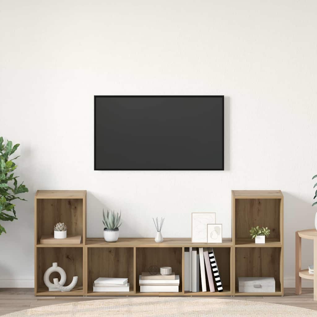 Set TV komoda Zidne 3 pcs Smeđa Konstruirano drvo