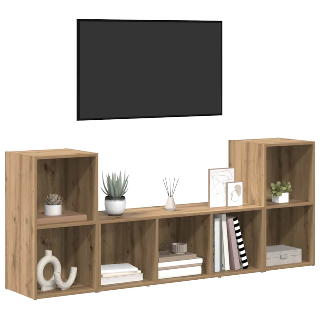 Set TV komoda Zidne 3 pcs Smeđa Konstruirano drvo