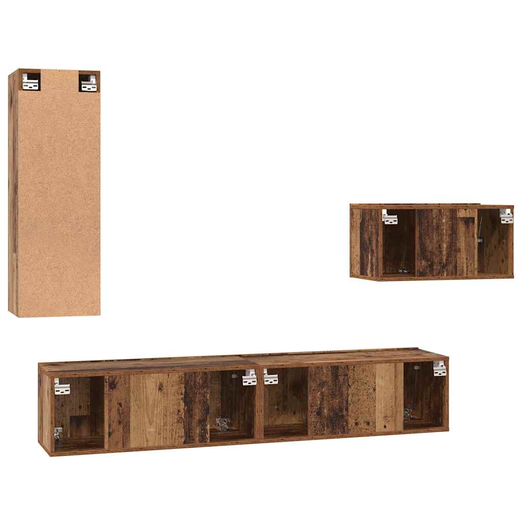 Set TV komoda s ladicama 4 pcs Staro drvo Konstruirano drvo