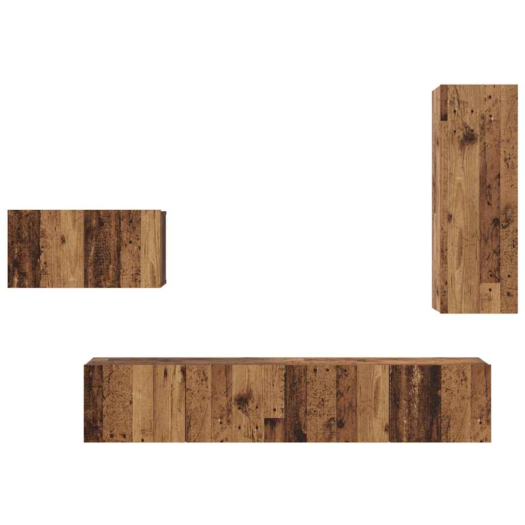Set TV komoda s ladicama 4 pcs Staro drvo Konstruirano drvo