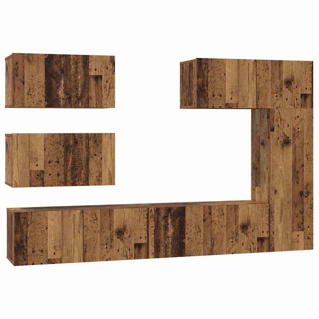 Set TV komoda Zidne 6 pcs Staro drvo Konstruirano drvo