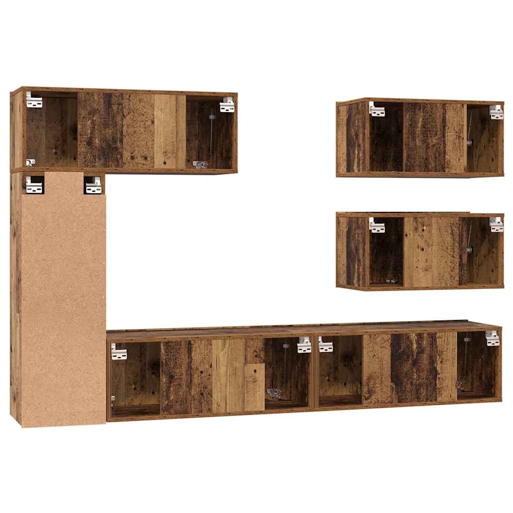 Set TV komoda Zidne 6 pcs Staro drvo Konstruirano drvo