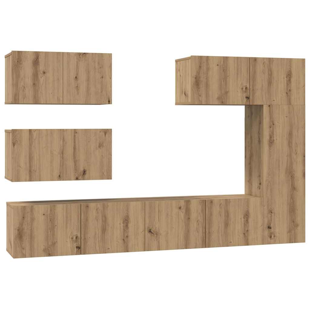 Set TV komoda Zidne 6 pcs Umjetnički hrast Konstruirano drvo