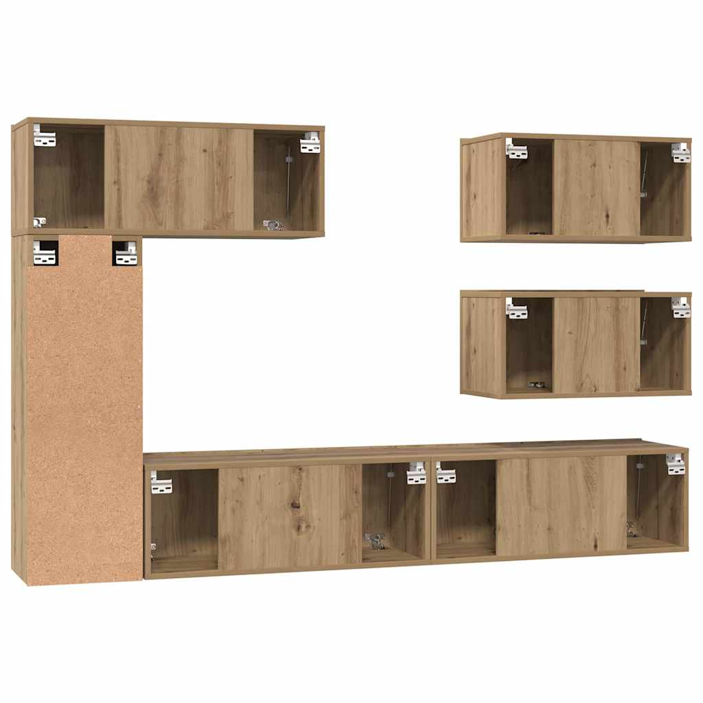 Set TV komoda Zidne 6 pcs Umjetnički hrast Konstruirano drvo
