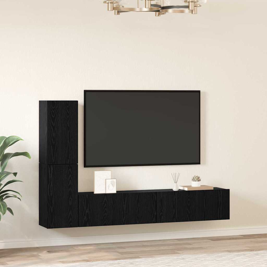 TV Kabinet za Zid Zidne 2 pcs Crni hrast Konstruirano drvo