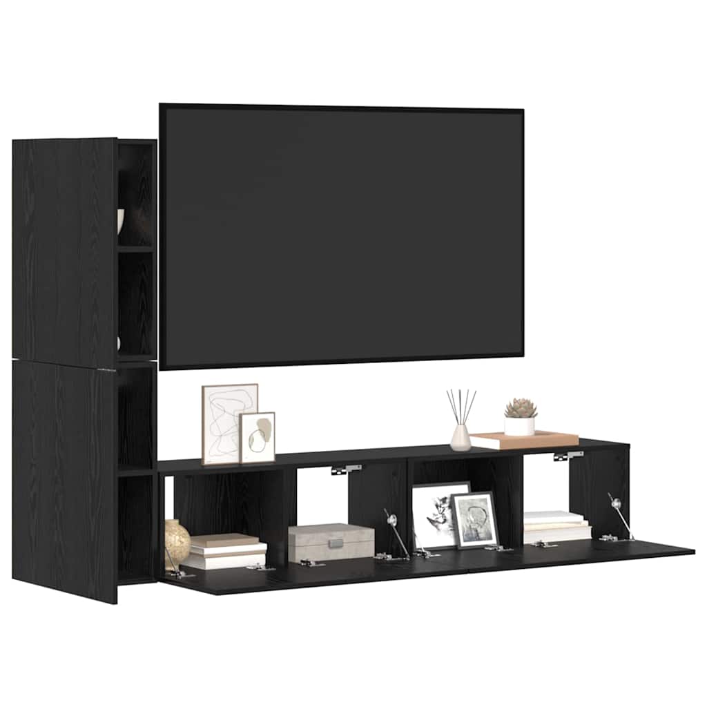TV Kabinet za Zid Zidne 2 pcs Crni hrast Konstruirano drvo
