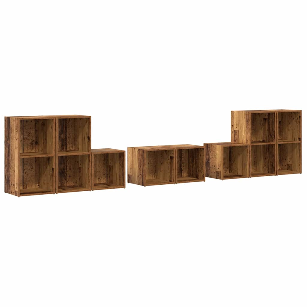 Set TV stalka Zidne 8 pcs Staro drvo Konstruirano drvo