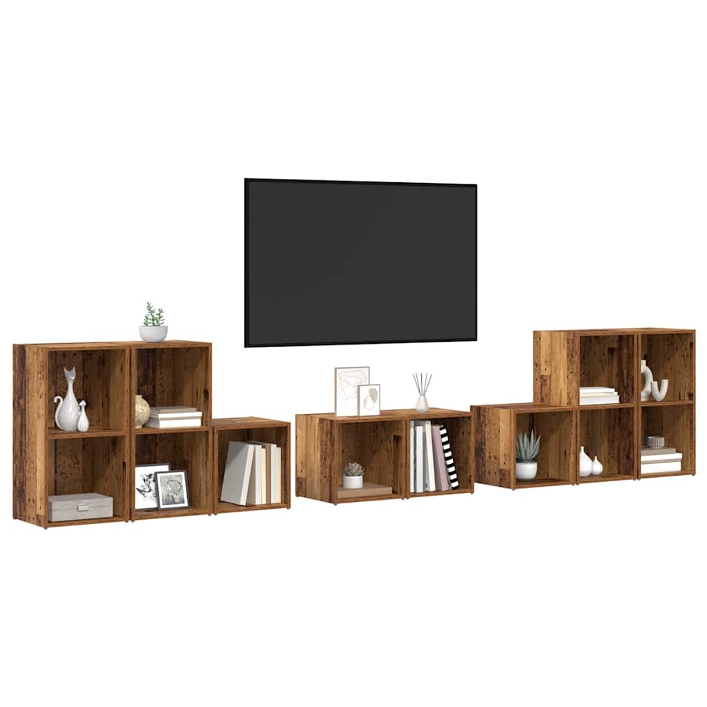 Set TV stalka Zidne 8 pcs Staro drvo Konstruirano drvo