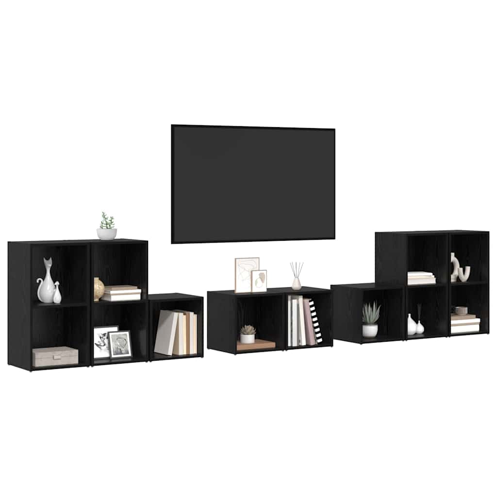 Set TV stalka Zidne 8 pcs Crni hrast Konstruirano drvo
