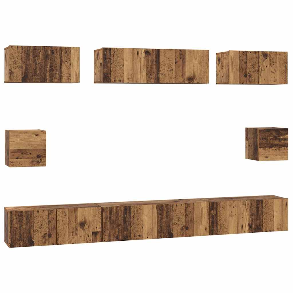 Set TV komoda Zidne 8 pcs Staro drvo Konstruirano drvo