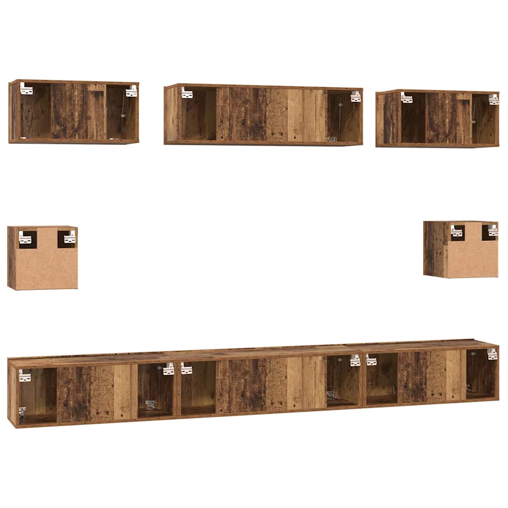 Set TV komoda Zidne 8 pcs Staro drvo Konstruirano drvo