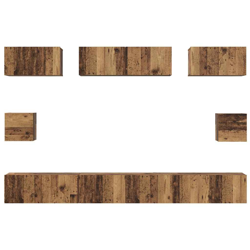 Set TV komoda Zidne 8 pcs Staro drvo Konstruirano drvo