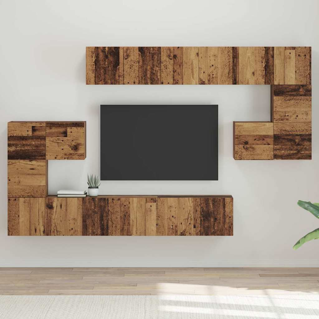 Set TV komoda Zidne 10 pcs Staro drvo Konstruirano drvo