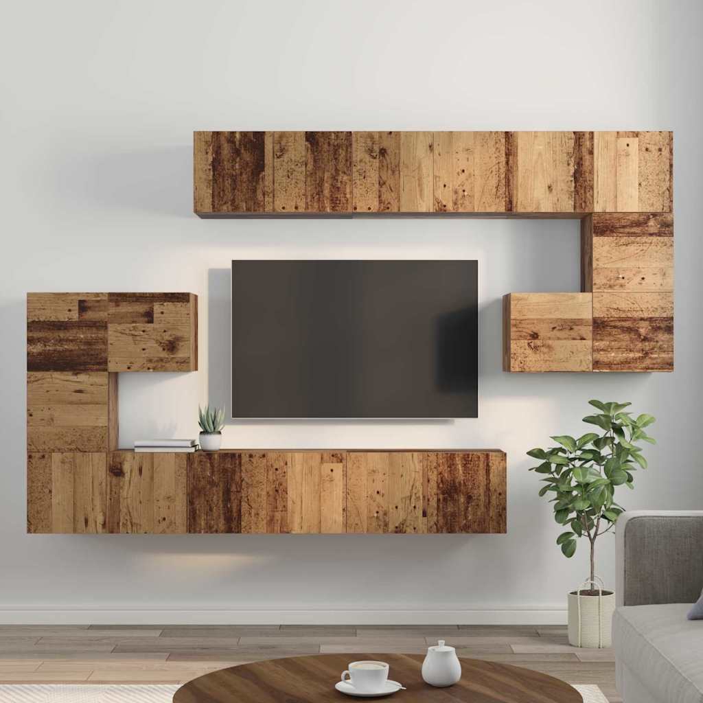Set TV komoda Zidne 10 pcs Staro drvo Konstruirano drvo