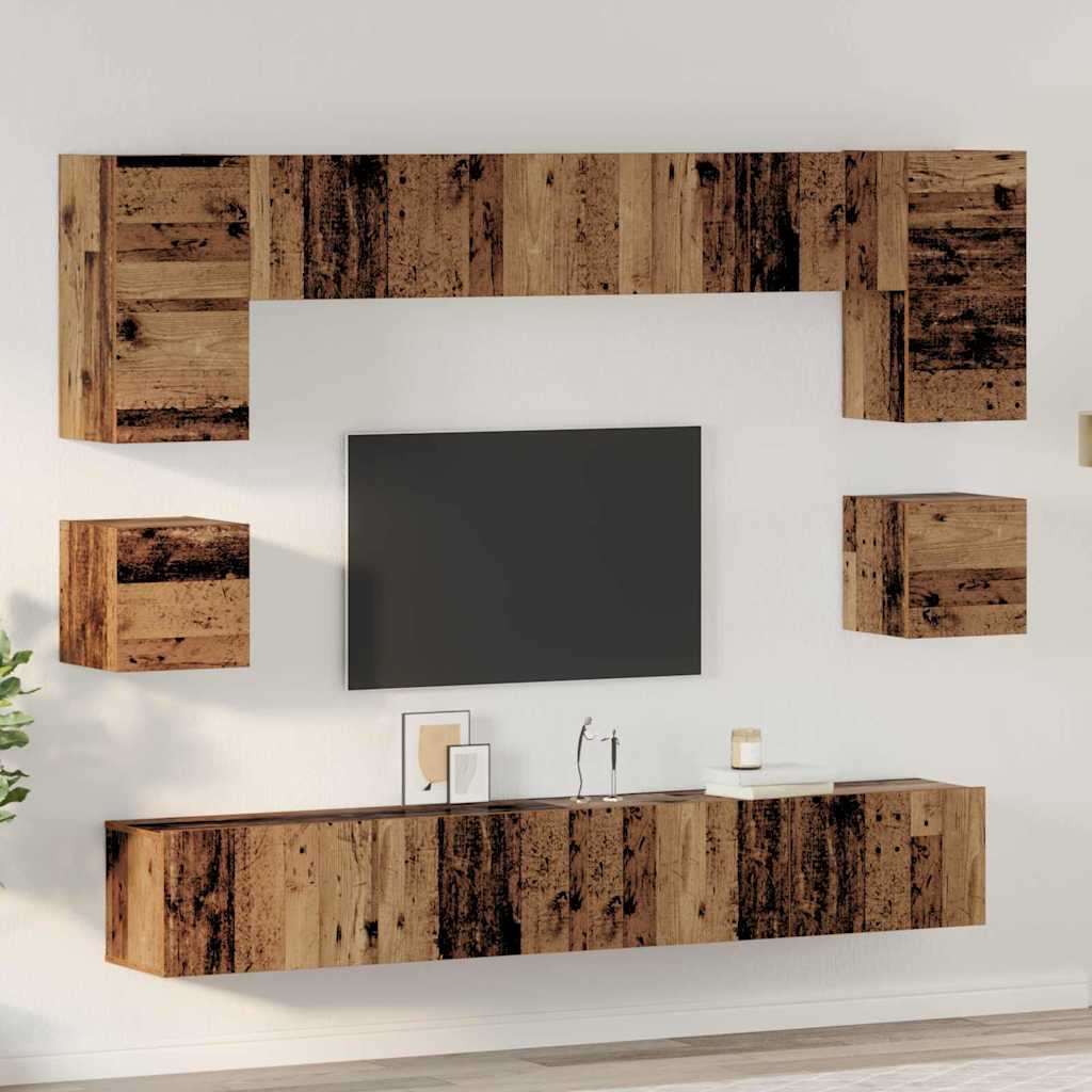 Set TV komoda Zidne 8 pcs Staro drvo Konstruirano drvo