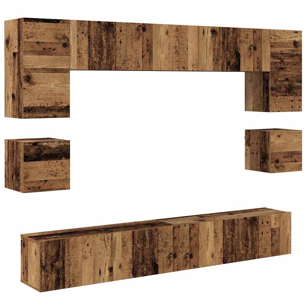 Set TV komoda Zidne 8 pcs Staro drvo Konstruirano drvo