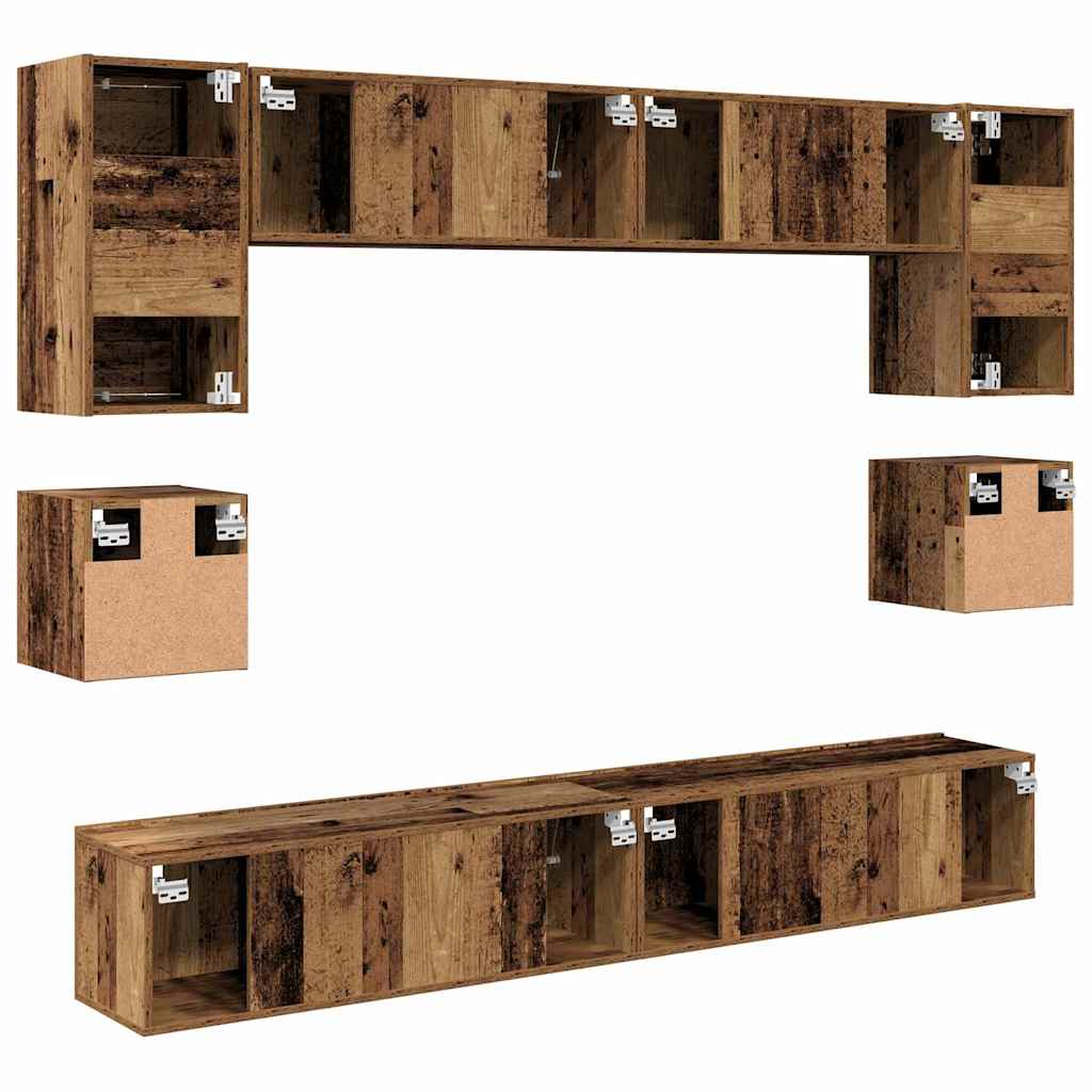 Set TV komoda Zidne 8 pcs Staro drvo Konstruirano drvo