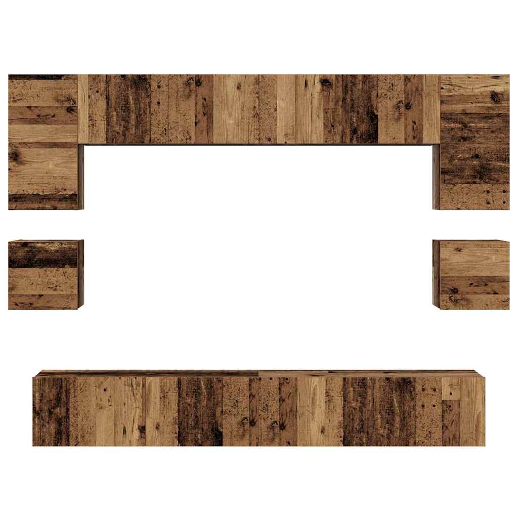 Set TV komoda Zidne 8 pcs Staro drvo Konstruirano drvo