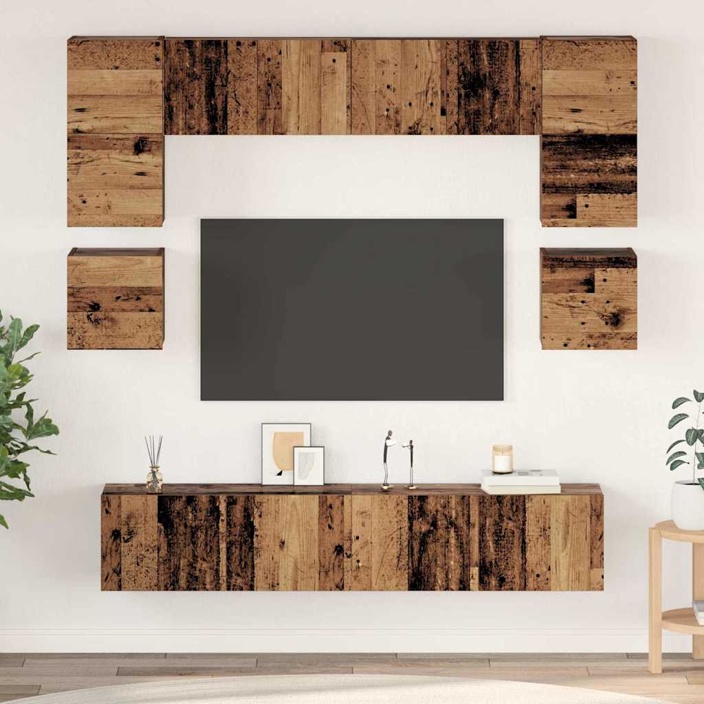 Set TV komoda Zidne 8 pcs Staro drvo Konstruirano drvo