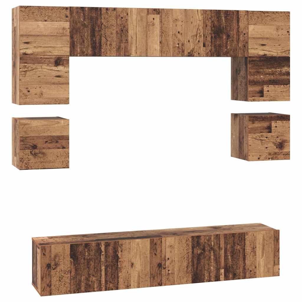 Set TV komoda Zidne 8 pcs Staro drvo Konstruirano drvo