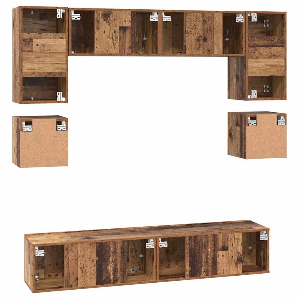Set TV komoda Zidne 8 pcs Staro drvo Konstruirano drvo