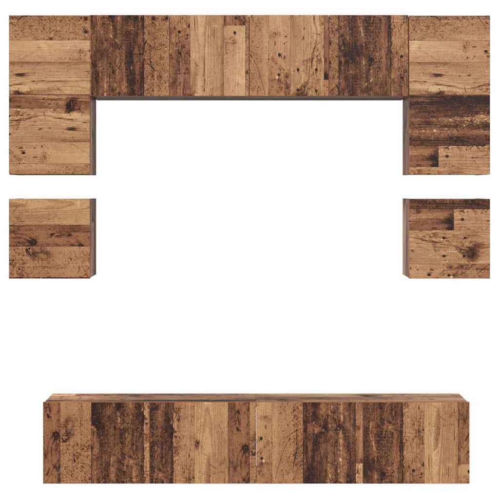 Set TV komoda Zidne 8 pcs Staro drvo Konstruirano drvo