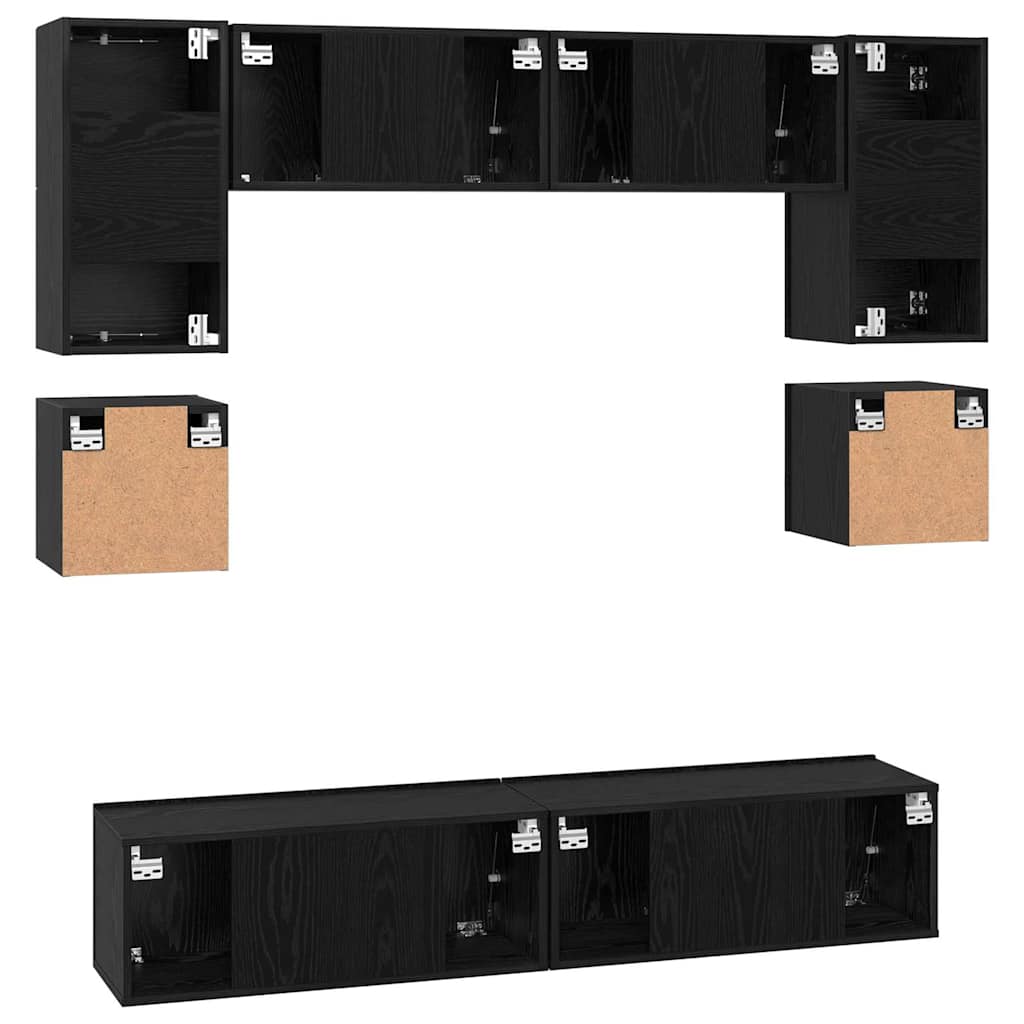 Set TV komoda 8 kom. Crni hrast Konstruirano drvo