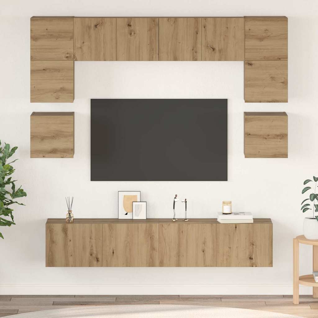 Set TV komoda Zidne 8 pcs Umjetnički hrast Konstruirano drvo