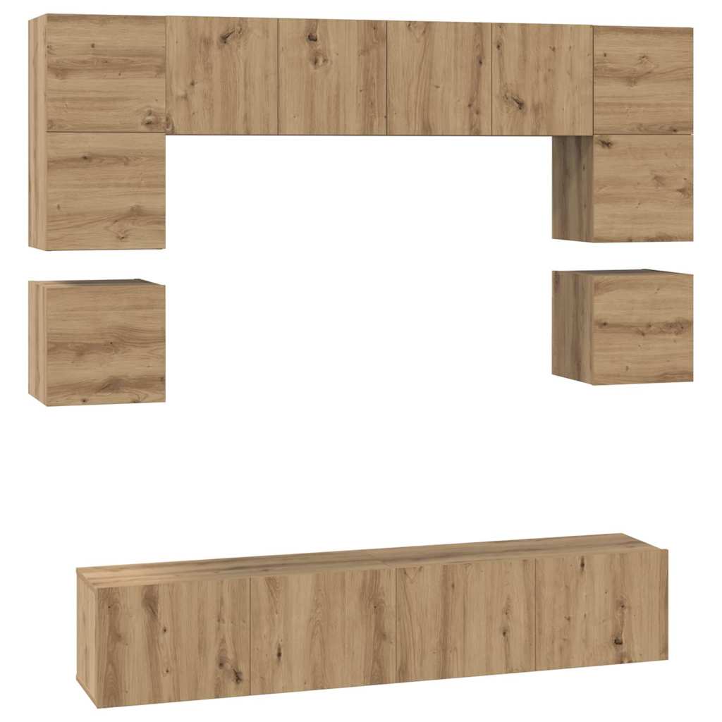 Set TV komoda Zidne 8 pcs Umjetnički hrast Konstruirano drvo