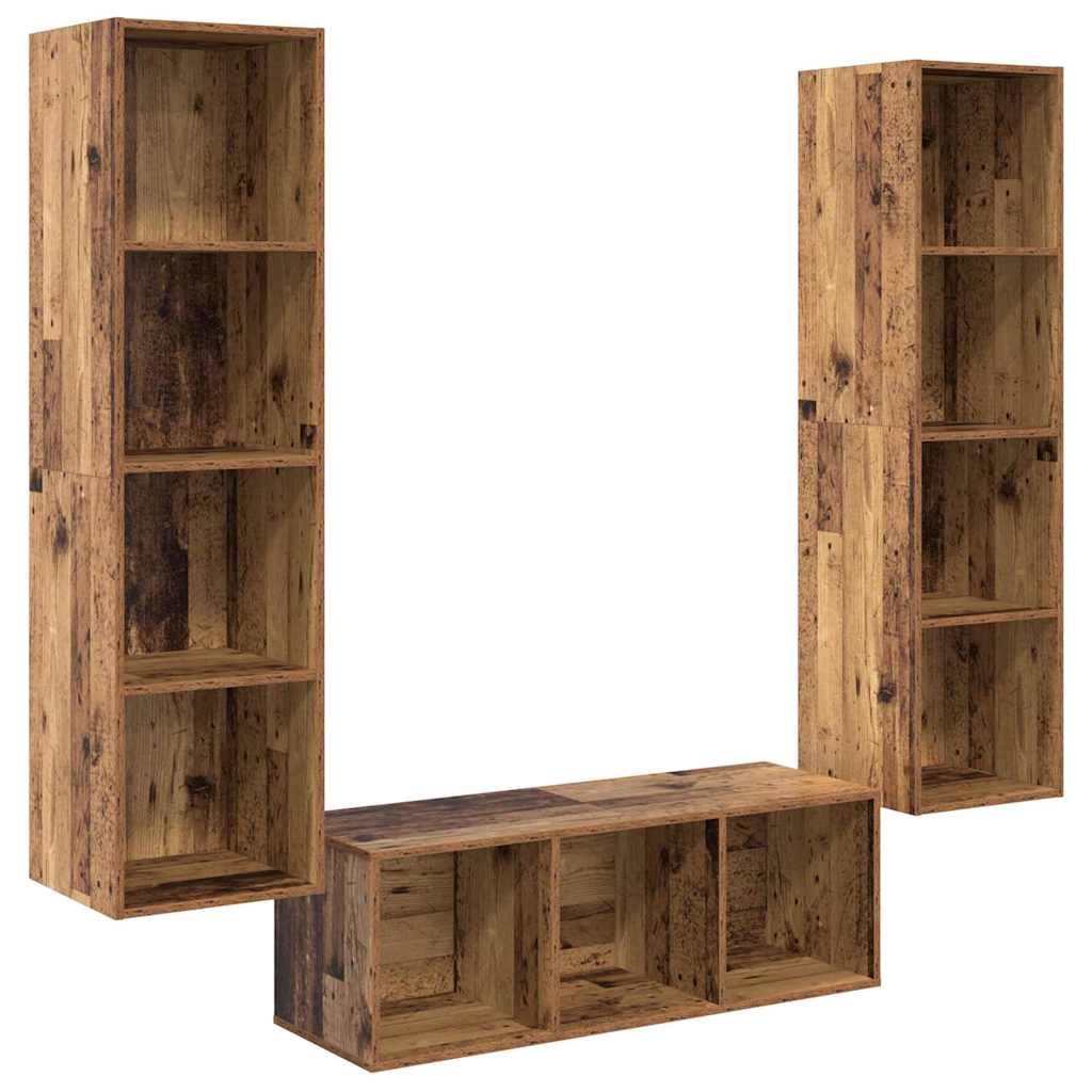 Set TV komoda Zidne 3 pcs Staro drvo Konstruirano drvo