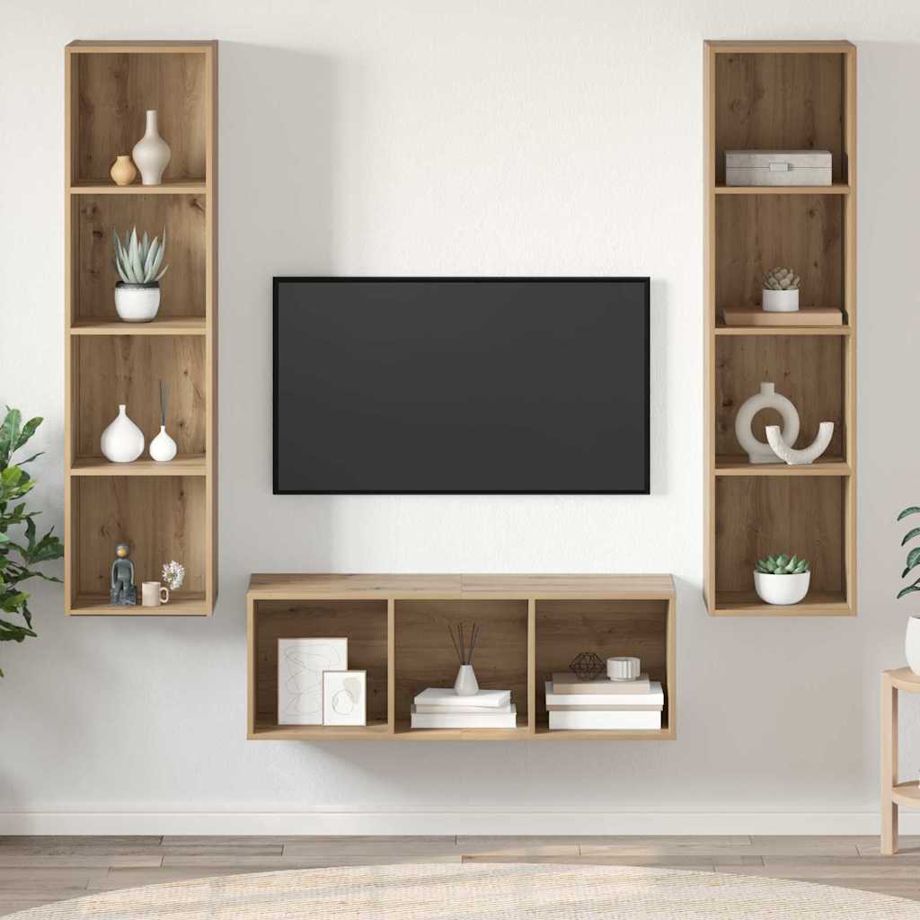 Set TV komoda Zidne 3 pcs Umjetnički hrast Konstruirano drvo