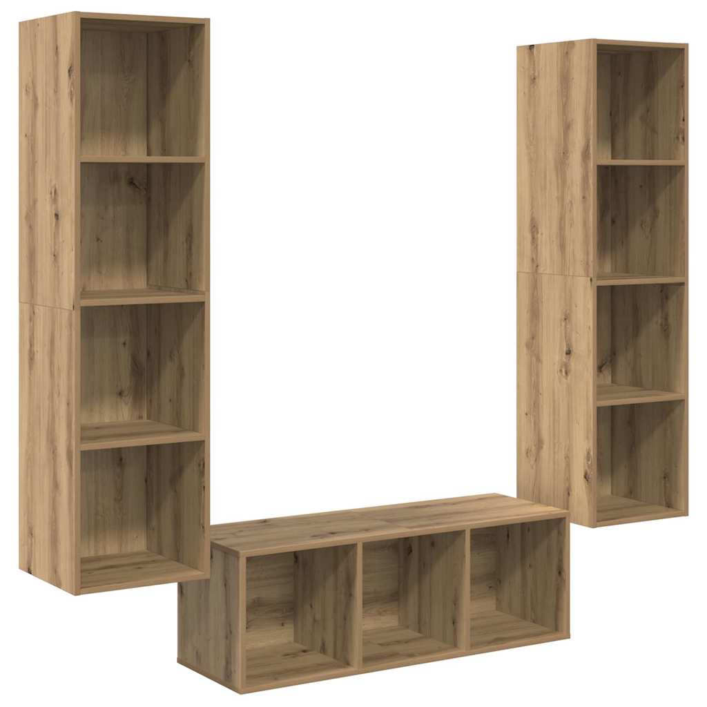 Set TV komoda Zidne 3 pcs Umjetnički hrast Konstruirano drvo